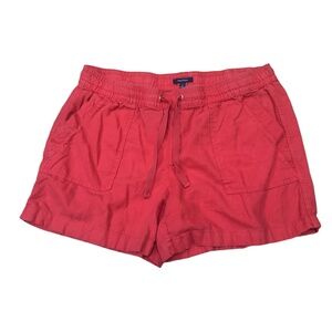NAUTICA Womens Casual Shorts Size L Red Drawstring Waist Linen Blend‎